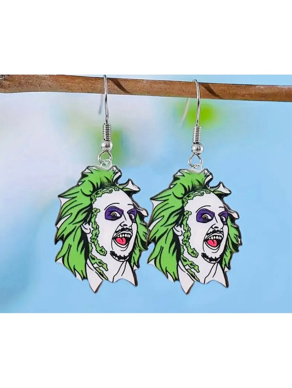 New - *Halloween* - Beetlejuice Dangle Earrings